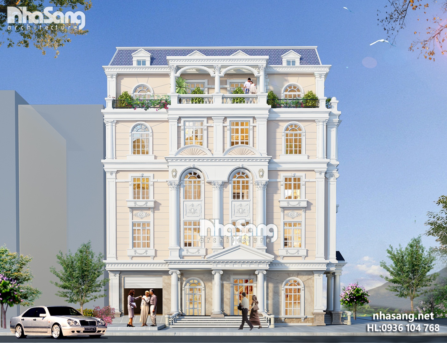 thiet ke nha o va kinh doanh karaoke 5 tang kien truc khach san kieu phap